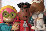 Strange Hill High. Image shows from L to R: Becky Butters, Mitchell Tanner, Templeton. Copyright: BBC / Factory Transmedia Strange Hill High. Image shows from L to R: Becky Butters, Mitchell Tanner, Templeton. Copyright: BBC / Factory Transmedia