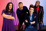 Sweat The Small Stuff. Image shows from L to R: Rochelle Humes, Rickie Haywood Williams, Nick Grimshaw, Melvin Odoom. Copyright: Talkback Sweat The Small Stuff. Image shows from L to R: Rochelle Humes, Rickie Haywood Williams, Nick Grimshaw, Melvin Odoom. Copyright: Talkback