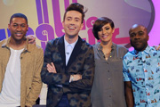 Sweat The Small Stuff. Image shows from L to R: Rickie Haywood Williams, Nick Grimshaw, Frankie Bridge, Melvin Odoom. Copyright: Talkback