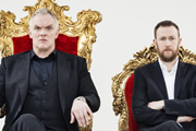 Taskmaster. Image shows from L to R: Greg Davies, Alex Horne. Copyright: Avalon Television