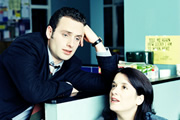 Teachers. Image shows from L to R: Simon Casey (Andrew Lincoln), Susan Gately (Raquel Cassidy). Copyright: Tiger Aspect Productions