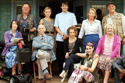 The Café. Image shows from L to R: Alice Dobson (Marcia Warren), Phil Porter (Robert Glenister), Frank Dobson (Brian Murphy), Ava Lipinski (Carolin Stoltz), Richard Dickens (Ralf Little), Sarah Porter (Michelle Terry), Carol Porter (Ellie Haddington), Chloe Astill (Phoebe Waller-Bridge), Mary Ellis (June Watson), Stan Astill (David Troughton). Copyright: Jellylegs