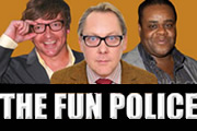 The Fun Police. Image shows from L to R: Leslie (Rhys Darby), Richard (Vic Reeves), Paul (Clive Rowe). Copyright: Roughcut Television