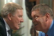 The House Of Windsor. Image shows from L to R: Lord 'Montague' Bermondsey (Leslie Phillips), Max Kelvin (Warren Clarke). Copyright: Granada Television