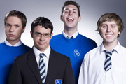 The Inbetweeners. Image shows from L to R: Simon Cooper (Joe Thomas), Will Mackenzie (Simon Bird), Neil Sutherland (Blake Harrison), Jay Cartwright (James Buckley). Copyright: Bwark Productions