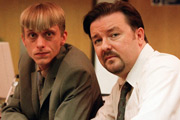 The Office. Image shows from L to R: Gareth Keenan (Mackenzie Crook), David Brent (Ricky Gervais). Copyright: BBC