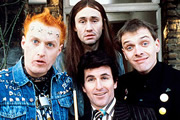 The Young Ones. Image shows from L to R: Vyvyan (Adrian Edmondson), Neil (Nigel Planer), Mike (Christopher Ryan), Rick (Rik Mayall). Copyright: BBC