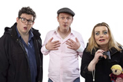 Trojan Donkey. Image shows from L to R: Jim Nugent, PJ Gallagher, Sharon Mannion. Copyright: Double Z Enterprises / Waddell Media Trojan Donkey. Image shows from L to R: Jim Nugent, PJ Gallagher, Sharon Mannion. Copyright: Double Z Enterprises / Waddell Media