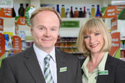 Trollied. Image shows from L to R: Gavin (Jason Watkins), Julie (Jane Horrocks). Copyright: Roughcut Television