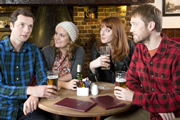 Trying Again. Image shows from L to R: Matt (Chris Addison), Meg (Jo Joyner), Gail (Elizabeth Berrington), Sam (Alun Cochrane). Copyright: Avalon Television