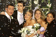 Two Pints Of Lager And A Packet Of Crisps. Image shows from L to R: Gary 'Gaz' Wilkinson (Will Mellor), Jonny Keogh (Ralf Little), Janet (Sheridan Smith), Donna Henshaw (Natalie Casey), Louise (Kathryn Drysdale). Copyright: BBC