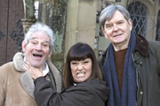 The Vicar Of Dibley. Image shows from L to R: Jim Trott (Trevor Peacock), Geraldine Grainger (Dawn French), Hugo Horton (James Fleet). Copyright: Tiger Aspect Productions