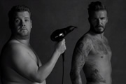 Image shows from L to R: James Corden, David Beckham