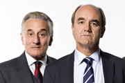 Yes, Prime Minister. Image shows from L to R: Sir Humphrey Appleby (Henry Goodman), Jim Hacker (David Haig). Copyright: BBC