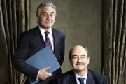 Yes, Prime Minister (stage show). Image shows from L to R: Henry Goodman, David Haig