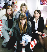 Home Time. Image shows from L to R: Mel (Hayley Jayne Standing), Gaynor (Emma Fryer), Kelly (Rebekah Staton), Becky (Kerry Godliman). Copyright: Baby Cow Productions