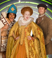 Horrible Histories. Image shows from L to R: Mathew Baynton, Martha Howe-Douglas, Laurence Rickard. Copyright: Lion Television / Citrus Television