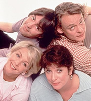 Men Behaving Badly. Image shows from L to R: Deborah (Leslie Ash), Tony Smart (Neil Morrissey), Dorothy (Caroline Quentin), Gary Strang (Martin Clunes). Copyright: Hartswood Films Ltd