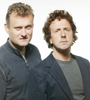 The Now Show. Image shows from L to R: Hugh Dennis, Steve Punt. Copyright: BBC