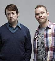 Peep Show. Image shows from L to R: Mark Corrigan (David Mitchell), Jeremy Usbourne (Robert Webb). Copyright: Objective Productions