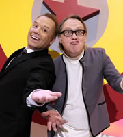 Shooting Stars. Image shows from L to R: Bob Mortimer, Vic Reeves. Copyright: Channel X / Pett Productions