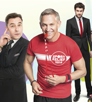 Sport Relief 2014. Image shows from L to R: David Walliams, Gary Lineker, Jack Whitehall