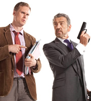 Spy. Image shows from L to R: Tim (Darren Boyd), The Examiner (Robert Lindsay). Copyright: Hat Trick Productions