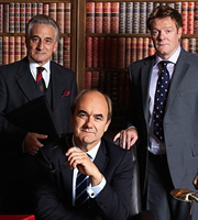 Yes, Prime Minister. Image shows from L to R: Sir Humphrey Appleby (Henry Goodman), Jim Hacker (David Haig), Bernard Woolley (Chris Larkin). Copyright: BBC