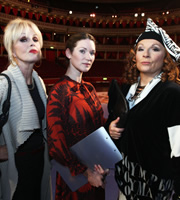 Absolutely Fabulous. Image shows from L to R: Patsy (Joanna Lumley), Royal Albert Hall Manager (Patricia Potter), Edina (Jennifer Saunders). Copyright: Saunders And French Productions / BBC