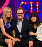 Alan Carr: Chatty Man. Image shows from L to R: Tess Daly, Alan Carr, Claudia Winkleman. Copyright: Open Mike Productions