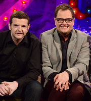 Alan Carr: Chatty Man. Image shows from L to R: Kevin Bridges, Alan Carr. Copyright: Open Mike Productions