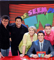 As Seen On TV. Image shows from L to R: Joe Pasquale, Dom Joly, Fern Britton, Steve Jones, Jason Manford. Copyright: Shine