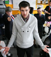 Bad Education. Image shows from L to R: Joe (Ethan Lawrence), Alfie (Jack Whitehall), Jing (Kae Alexander). Copyright: Tiger Aspect Productions