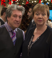 Birds Of A Feather. Image shows from L to R: Chris Theodopolopodous (David Cardy), Sharon Theodopolopodous (Pauline Quirke). Copyright: Alomo Productions / Retort
