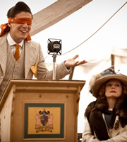 Blandings. Image shows from L to R: Freddie (Jack Farthing), Connie (Jennifer Saunders). Copyright: Mammoth Screen