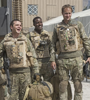 Bluestone 42. Image shows from L to R: Mac (Jamie Quinn), Millsy (Gary Carr), Nick (Oliver Chris). Copyright: BBC