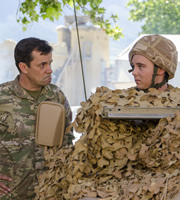 Bluestone 42. Image shows from L to R: Lt Col Smith (Tony Gardner), Colin's Driver (Christopher McArthur). Copyright: BBC