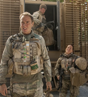 Bluestone 42. Image shows from L to R: Nick (Oliver Chris), Simon (Stephen Wight), Bird (Katie Lyons). Copyright: BBC