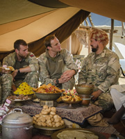 Bluestone 42. Image shows from L to R: Towerblock (Matthew Lewis), Nick (Oliver Chris), Faruq (Keeno Lee Hector). Copyright: BBC