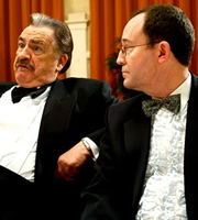 Bob Servant. Image shows from L to R: Bob Servant (Brian Cox), Frank (Jonathan Watson). Copyright: BBC