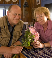 The Café. Image shows from L to R: Stan Astill (David Troughton), Carol Porter (Ellie Haddington). Copyright: Jellylegs