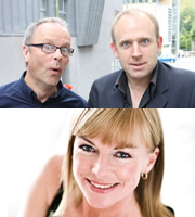 Carpool. Image shows from L to R: Robert Llewellyn, Tim Vine, Doon Mackichan. Copyright: RDF Television