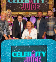 Celebrity Juice. Image shows from L to R: Jamie Laing, Holly Willoughby, Jonathan Ross, Leigh Francis, Gino D'Acampo, Chris Ramsey. Copyright: Talkback / TalkbackThames