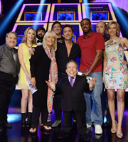 Celebrity Squares. Image shows from L to R: Russell Grant, Katherine Ryan, Joe Wilkinson, Linda Robson, Vernon Kay, Bruno Tonioli, Warwick Davis, Nathan Caton, Tim Vine, Rachel Riley. Copyright: September Films / GroupM Entertainment