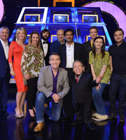 Celebrity Squares. Image shows from L to R: Eamonn Holmes, Ruth Langsford, Sam Bailey, Joe Wilkinson, Bradley Walsh, Tim Vine, Nitin Ganatra, Warwick Davis, Joe Lycett, Aisling Bea, Alex Brooker. Copyright: September Films / GroupM Entertainment