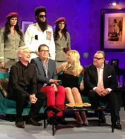 Alan Carr: Chatty Man. Image shows from L to R: Phillip Schofield, Sacha Baron Cohen, Alan Carr, Holly Willoughby, Ray Winstone. Copyright: Open Mike Productions