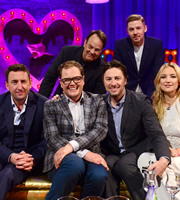Alan Carr: Chatty Man. Image shows from L to R: Lee Mack, Alan Carr, Dan Aykroyd, Zach Braff, Professor Green, Kate Hudson. Copyright: Open Mike Productions