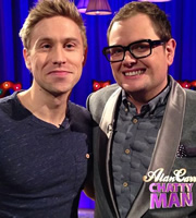 Alan Carr: Chatty Man. Image shows from L to R: Russell Howard, Alan Carr. Copyright: Open Mike Productions