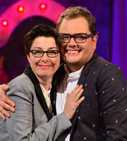 Alan Carr: Chatty Man. Image shows from L to R: Sue Perkins, Alan Carr. Copyright: Open Mike Productions