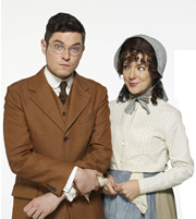 Chekhov: Comedy Shorts. Image shows from L to R: Lomov (Mathew Horne), Natasha (Sheridan Smith). Copyright: Baby Cow Productions